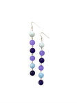 Violet Blue Triple Pearl String Earrings