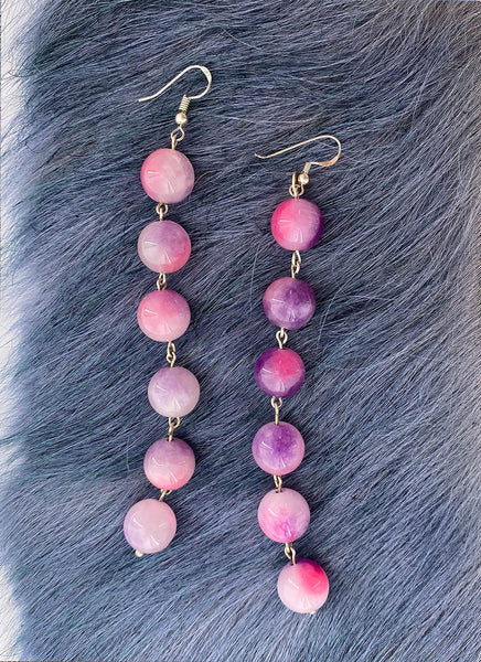 Violet Marble Pearl String Earrings
