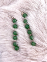 Bottle Green Pearl String Earrings