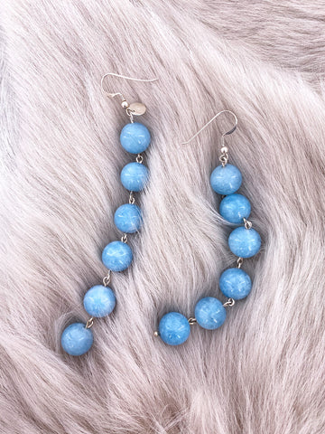 Cloud Blue Pearl String Earrings